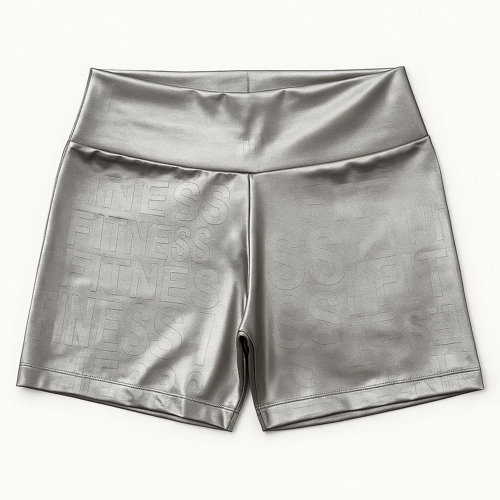 short fitness coralbrown feminino adulto suplex com letra cor prata