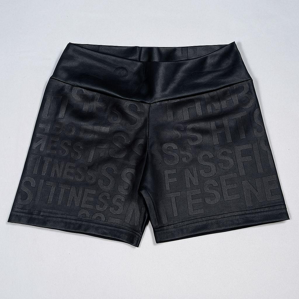 short fitness coralbrown feminino adulto suplex com letra cor preto