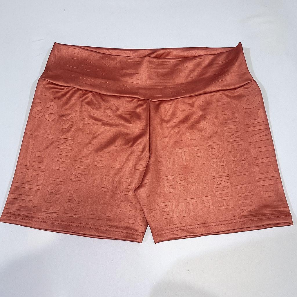 short fitness coralbrown feminino adulto suplex com letra cor salmao